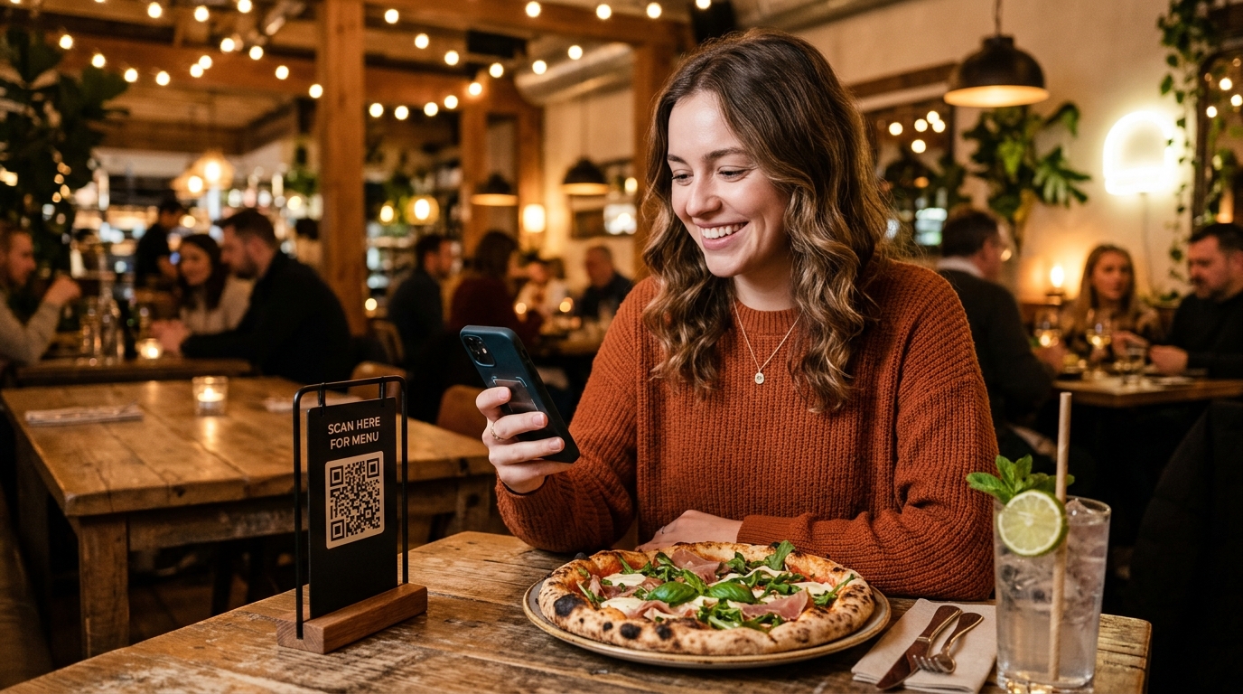 DineFlow Table QR Code Ordering in Modern Restaurant